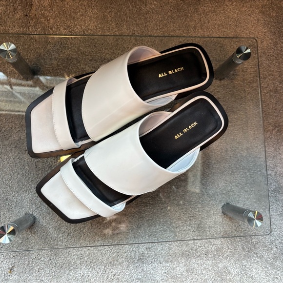 Black White Mules Sleek Modern Design - Picture 1 of 5